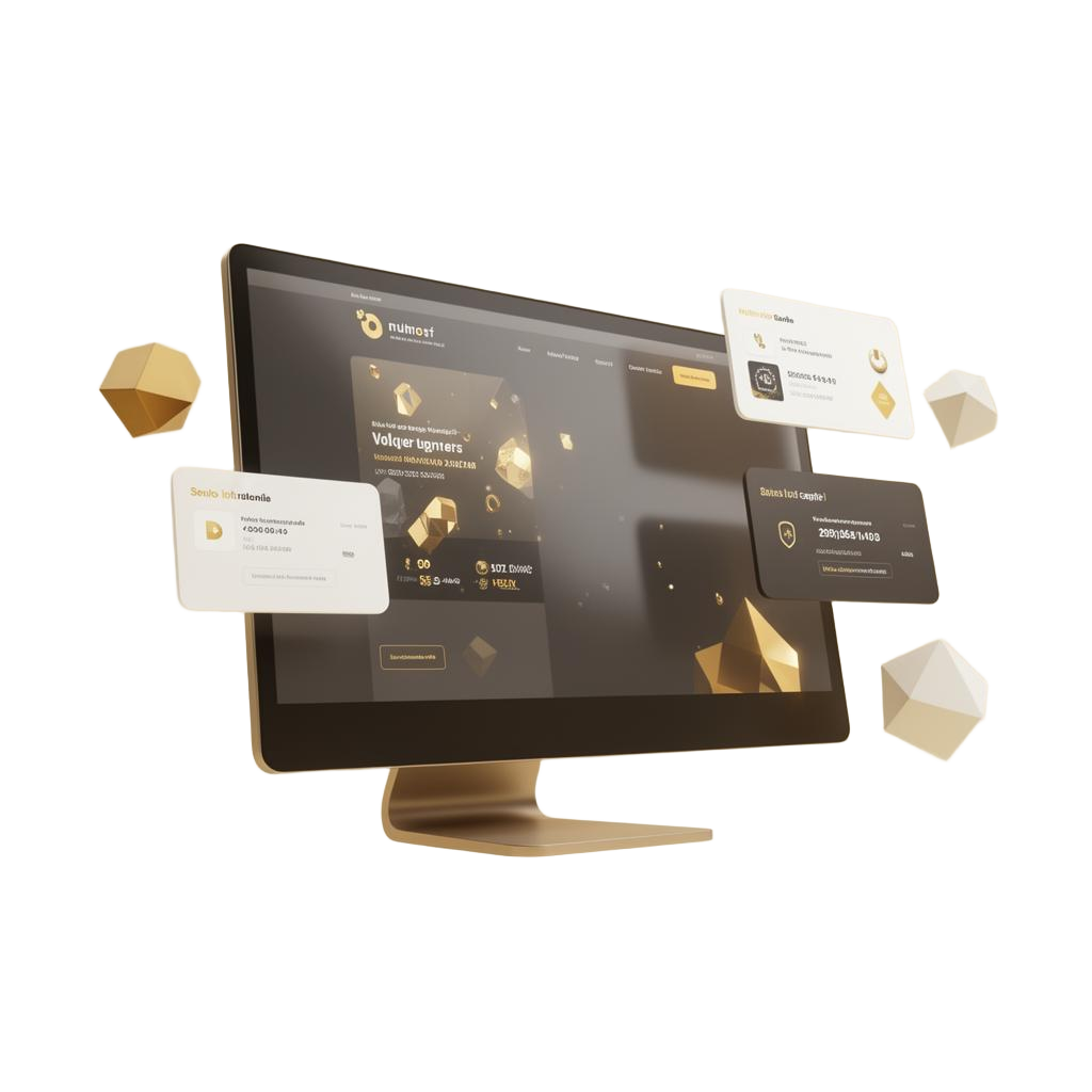 Nowoczesny monitor 3D z kartami strony internetowej